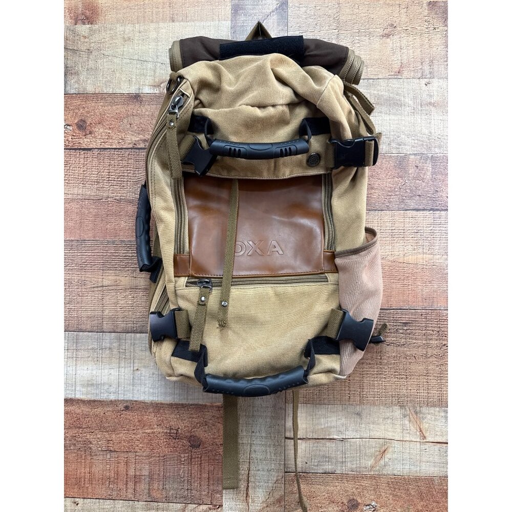 Canvas Backpack Travel Bag Hiking Bag Camping Bag Rucksack Khaki - Picture 2 of 7
